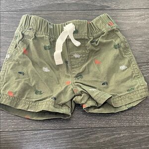 Baby Olive Green Animal Print Shorts
